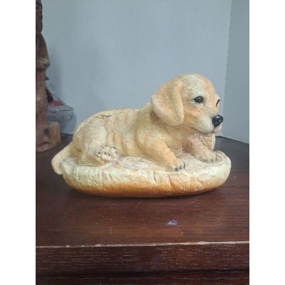 2003 DWK Golden Puppy In A Bun Indoor Outdoor Poly Resin Figurine